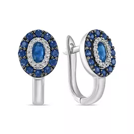 Золотые серьги c бриллиантами и сапфирами