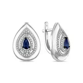 Золотые серьги c бриллиантами и сапфирами