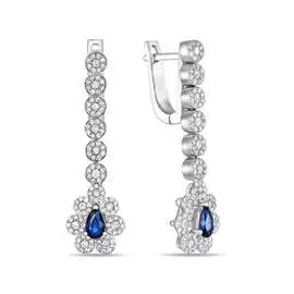 Золотые серьги c бриллиантами и сапфирами