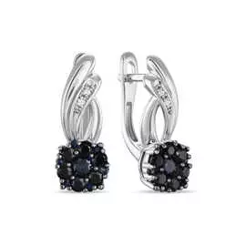 Золотые серьги c бриллиантами и сапфирами