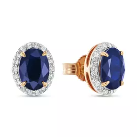 Золотые серьги c бриллиантами и сапфирами