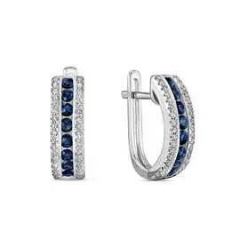 Золотые серьги c бриллиантами и сапфирами