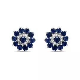 Золотые серьги c бриллиантами и сапфирами