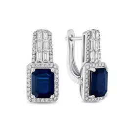 Золотые серьги c бриллиантами и сапфирами