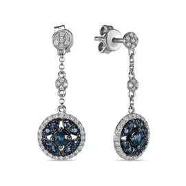 Золотые серьги c бриллиантами и сапфирами