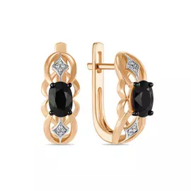 Золотые Серьги c бриллиантами и цветными сапфирами