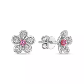 Золотые Серьги c бриллиантами и цветными сапфирами