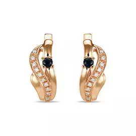 Золотые серьги c бриллиантами и сапфирами