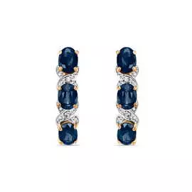 Золотые серьги c бриллиантами и сапфирами