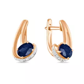 Золотые серьги c бриллиантами и сапфирами