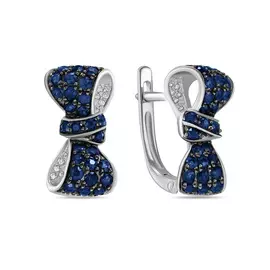 Золотые серьги c бриллиантами и сапфирами