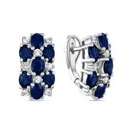 Золотые Серьги c бриллиантами и сапфирами