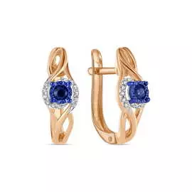 Золотые серьги c бриллиантами и сапфирами