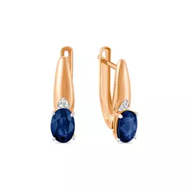 Золотые Серьги c бриллиантами и цветными сапфирами