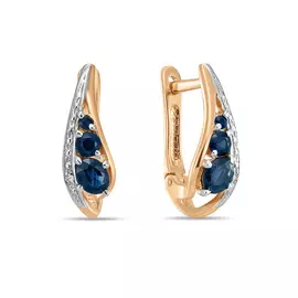 Золотые серьги c бриллиантами и сапфирами