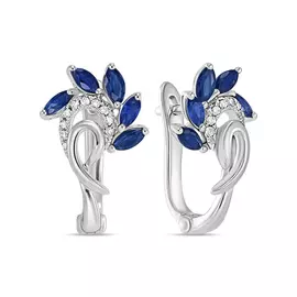 Золотые серьги c бриллиантами и сапфирами