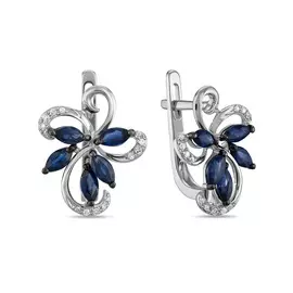 Золотые серьги c бриллиантами и сапфирами