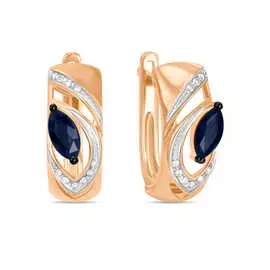 Золотые серьги c бриллиантами и сапфирами