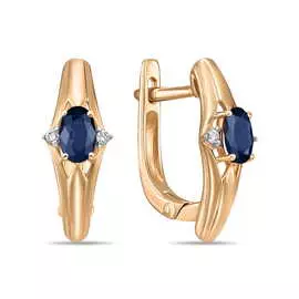 Золотые серьги c бриллиантами и сапфирами