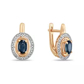 Золотые серьги c бриллиантами и сапфирами