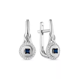 Золотые серьги c бриллиантами и сапфирами