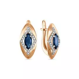 Золотые Серьги c бриллиантами и сапфирами