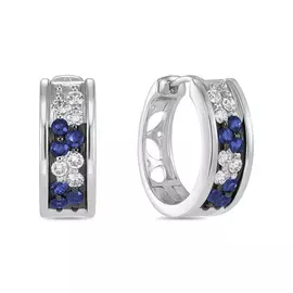 Золотые серьги c бриллиантами и сапфирами