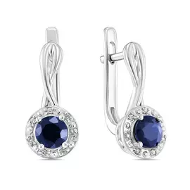 Золотые серьги c бриллиантами и сапфирами