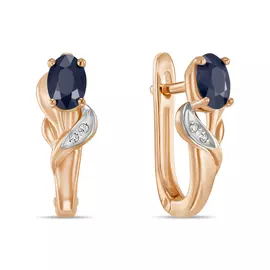 Золотые серьги c бриллиантами и сапфирами