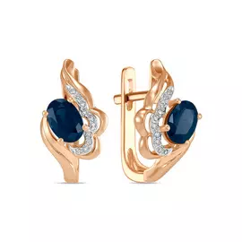 Золотые серьги c бриллиантами и сапфирами