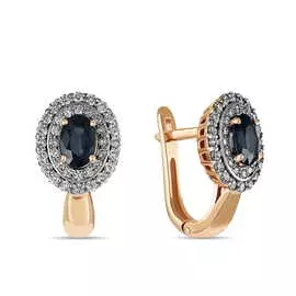 Золотые серьги c бриллиантами и сапфирами