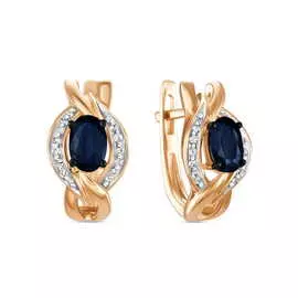 Золотые серьги c бриллиантами и сапфирами