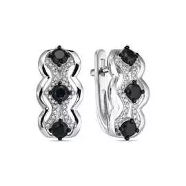 Золотые серьги c бриллиантами и сапфирами