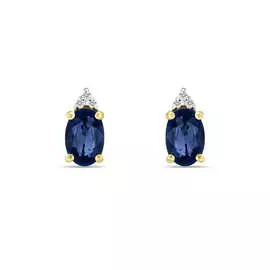 Золотые Серьги c бриллиантами и сапфирами