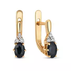 Золотые Серьги c бриллиантами и сапфирами