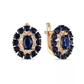 Золотые серьги c бриллиантами и сапфирами