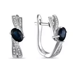 Золотые Серьги c бриллиантами и сапфирами