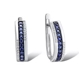 Золотые Серьги c бриллиантами и сапфирами