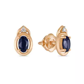 Золотые Серьги c бриллиантами и цветными сапфирами