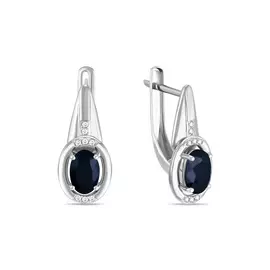 Золотые серьги c бриллиантами и цветными сапфирами