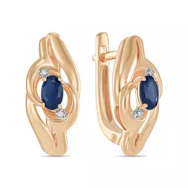 Золотые серьги c бриллиантами и сапфирами