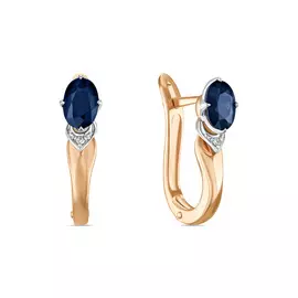 Золотые серьги c бриллиантами и сапфирами