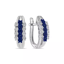 Золотые серьги c бриллиантами и сапфирами