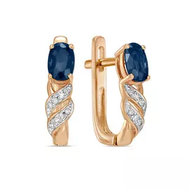 Золотые серьги c бриллиантами и сапфирами