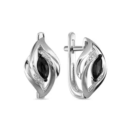 Золотые Серьги c бриллиантами и цветными сапфирами