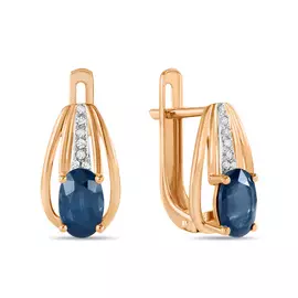 Золотые серьги c бриллиантами и сапфирами