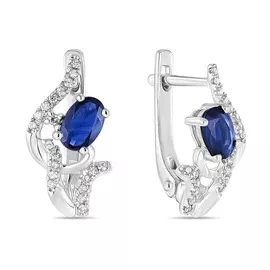 Золотые серьги c бриллиантами и сапфирами