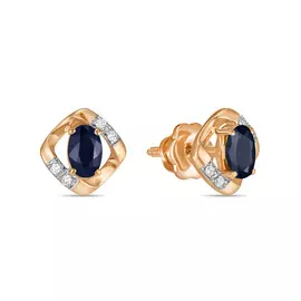 Золотые серьги c бриллиантами и сапфирами