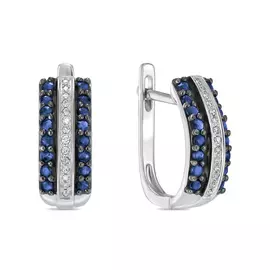 Золотые серьги c бриллиантами и сапфирами