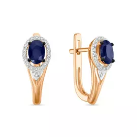 Золотые серьги c бриллиантами и сапфирами